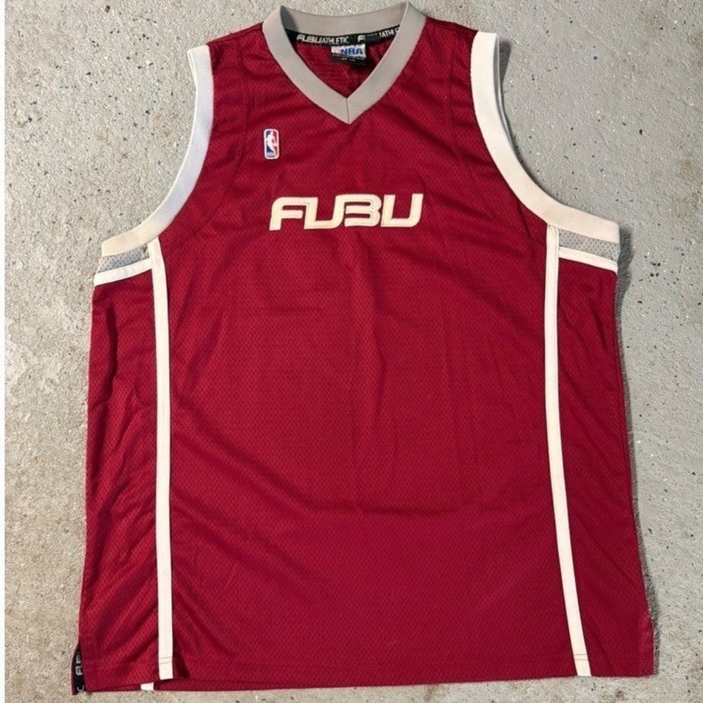 Vintage FUBU Athletic NBA Basketball Jersey‎ XL Burgundy Maroon Mesh Number 5